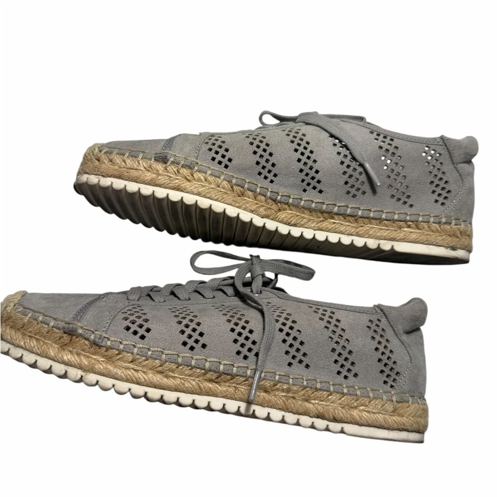 Marc Fisher Baila Perforated Espadrille Gray Lace-Up Sneakers Sz 7.5